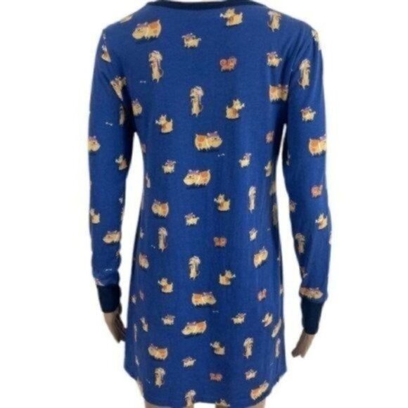 Nite-nite Munki Munki Dogs Pajamas Nightgown Size Medium Long Sleeve Pj’s - Picture 2 of 7